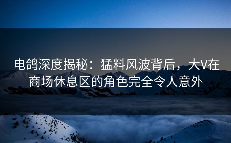 电鸽深度揭秘：猛料风波背后，大V在商场休息区的角色完全令人意外